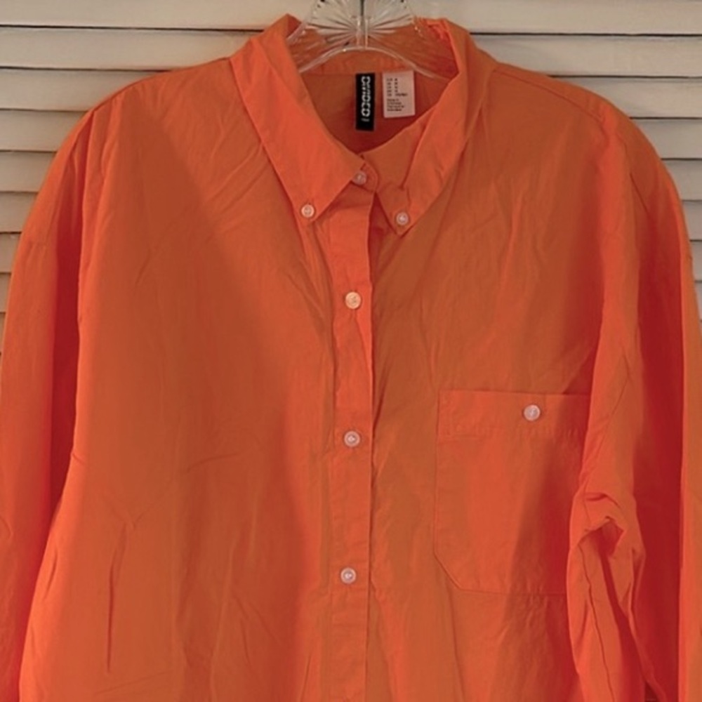 H&M Divided Orange Cotton Button Down, Size M
